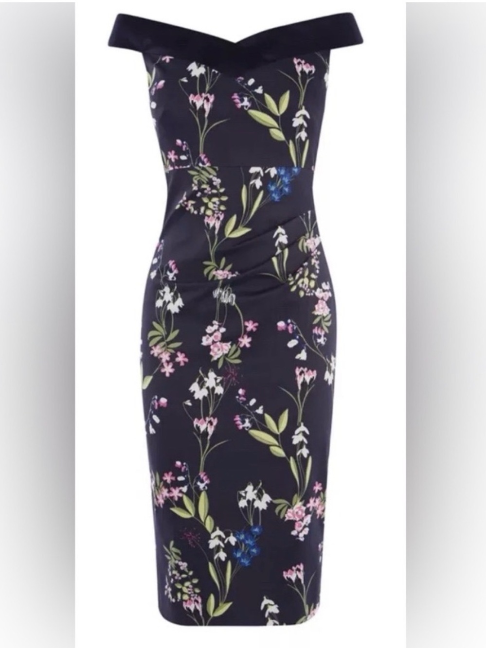 KAREN MILLEN BOTANICAL
FLORAL BARDOT OFF
SHOULDER PENCIL DRESS
Sz 8